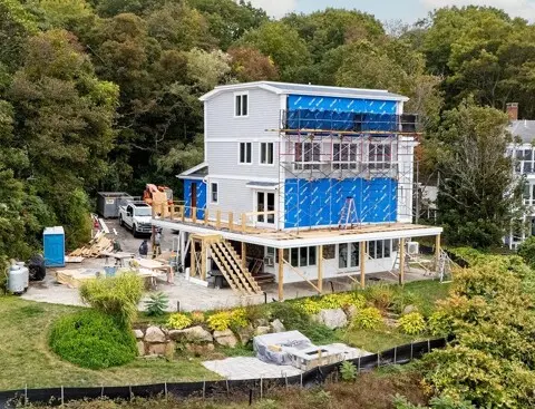Coastal new home construction in progress on Cape Cod by Whitcomb Building of Harwich